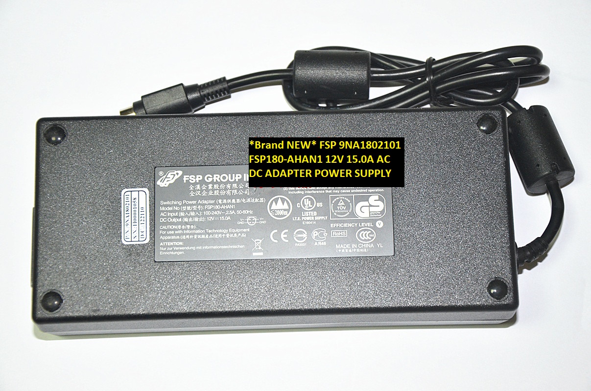 *Brand NEW* 9NA1802101 12V 15.0A FSP FSP180-AHAN1 AC DC ADAPTER POWER SUPPLY